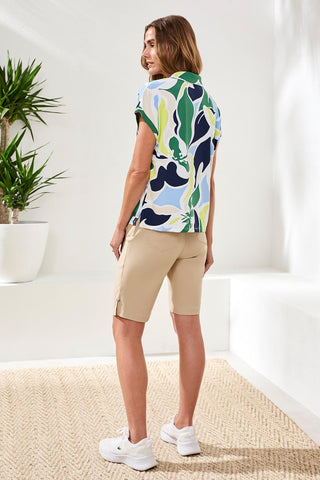 UPF 50+ High Performance Dolman Quarter-Zip Polo Top-Florallime