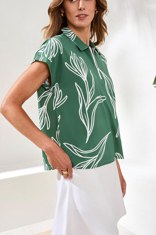 UPF 50+ High Performance Dolman Zip-Front Sport Top-Greenery