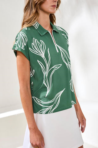 UPF 50+ High Performance Dolman Zip-Front Sport Top-Greenery