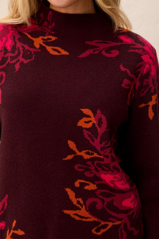 Double Knit Knit Funnel Neck Sweater Long Sleeve Sweater-Fudge