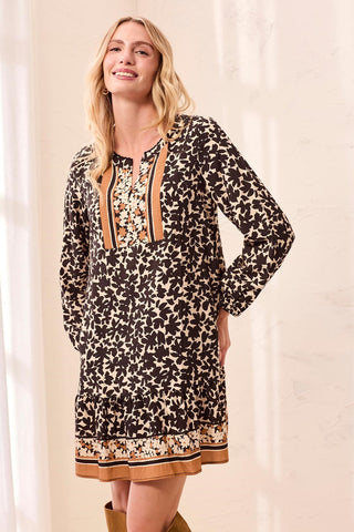 Robe Tunique À Col Fendu Et Taille Empire-Érable