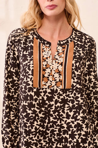 Robe Tunique À Col Fendu Et Taille Empire-Érable