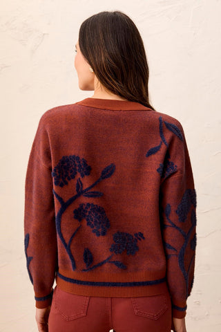 Eyelash Embroidered Long Sleeve Mock Neck Knit Sweater-Cedar