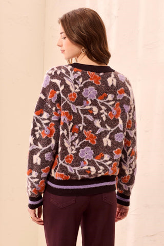 Chandail En Tricot À Col Montant Et Broderie Duveteuse-Fudge