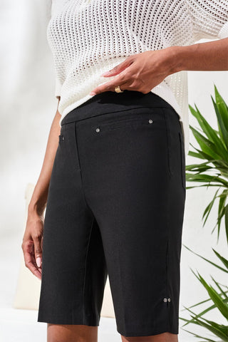 Flatten It® Pull-On Bermuda Shorts-Black