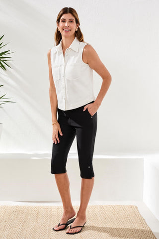 Flatten It® Slim Leg Capris Pants With Snap Vents-Black