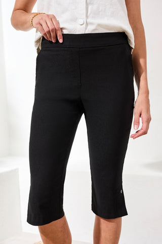 Flatten It® Slim Leg Capris Pants With Snap Vents-Black
