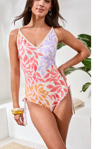 Flatten It® Tummy Control V-Neck One-Piece Swimsuit-Lilac rose