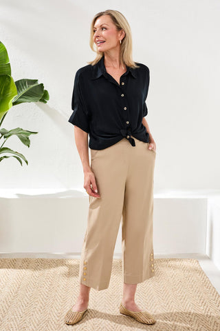 Flatten It® Tummy Control Wide Leg Pull-On Capris Pants-Beach