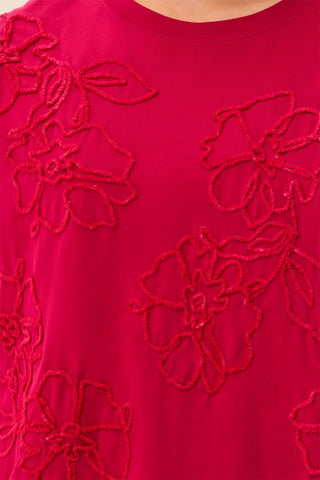 Haut À Manches Longues Avec Broderies Florales Texturées-Jazzy
