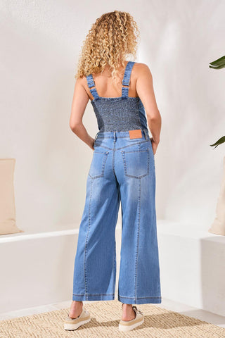 Combinaison En Denim À Bretelles Ajustables-Côte amalfitaine