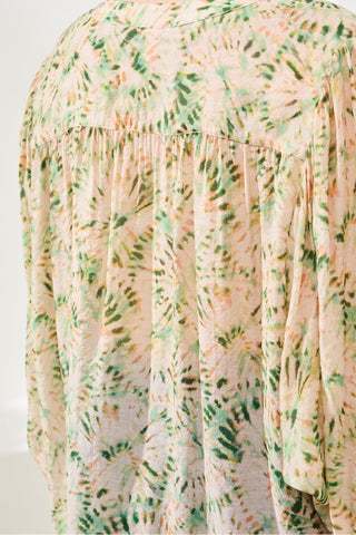 Flowy Dolman Sleeve Blouse With Self-Covering Buttons-Cactusclay