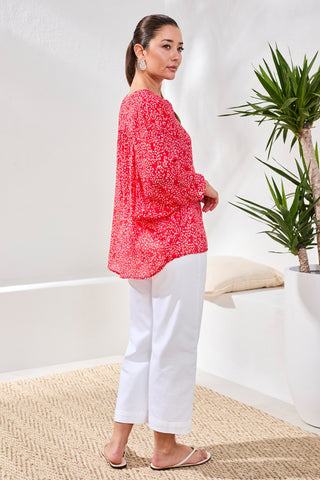 Flowy Dolman Sleeve Blouse-Rouge