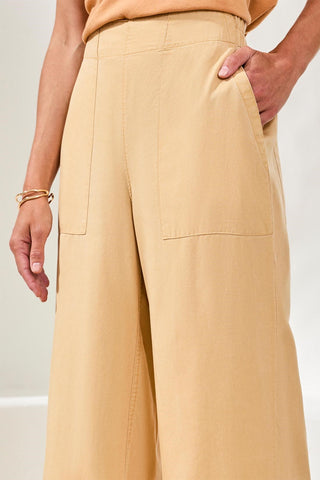 Flowy High Waisted Pull-On Wide Leg Tencel Pants-Croissant