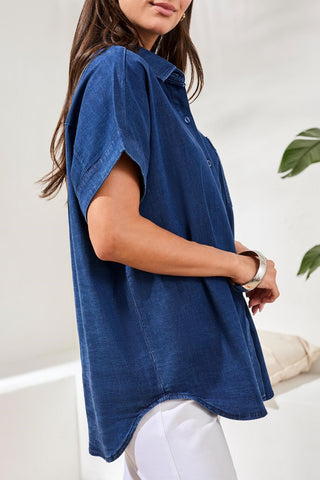 Soft Drape Lyocell Denim Short Sleeve Shirt-Seahaven