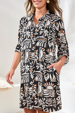 Cotton Gauze Button-Front Cover-Up With Roll-Up Sleeves-Beach