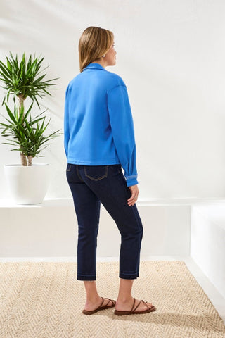 Veste En Denim Extensible À Fermeture Pression Cachée
-Royal