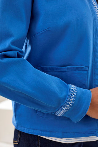 Veste En Denim Extensible À Fermeture Pression Cachée
-Royal