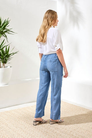 Jogger En Denim Cargo Léger En Tencel-bord de merbleu