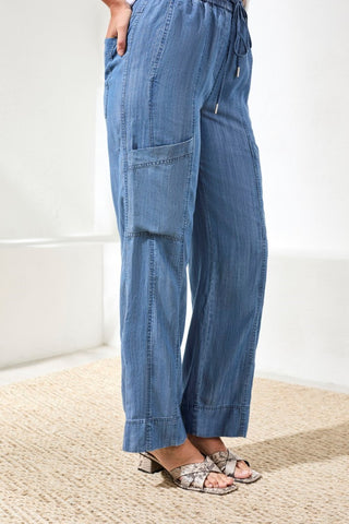 Jogger En Denim Cargo Léger En Tencel-bord de merbleu
