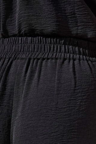 Airflow Pleated Pants With Elastic Waistband-Black