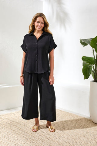 Chemise Airflow Décontractée à Manches Dolman-Noir