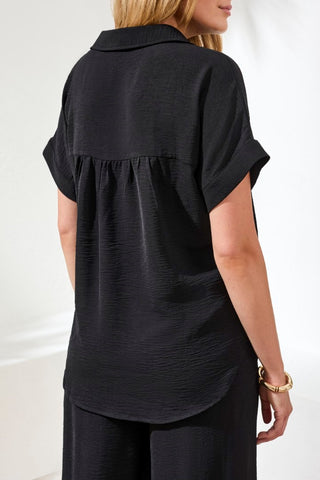 Chemise Airflow Décontractée à Manches Dolman-Noir