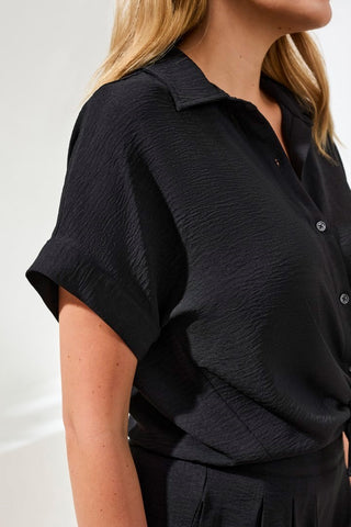 Chemise Airflow Décontractée à Manches Dolman-Noir