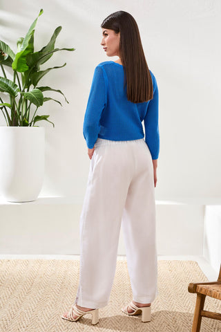 Lightweight Woven Wide Leg Pants-White