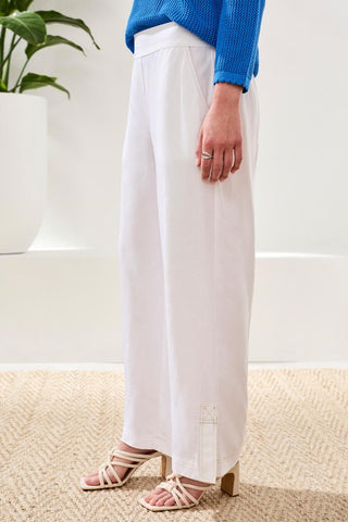 Lightweight Woven Wide Leg Pants-White