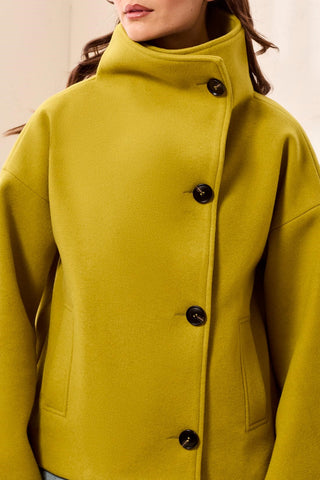 Lofty Knit Funnel Neck Button Front Jacket-Equinoxgold