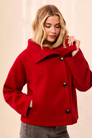 Veste En Tricot Duveteux À Col Cheminée -Pinot