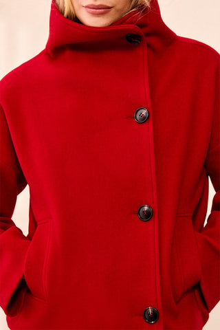 Veste En Tricot Duveteux À Col Cheminée -Pinot