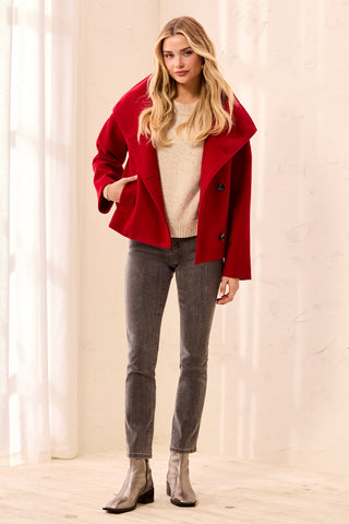Veste En Tricot Duveteux À Col Cheminée -Pinot