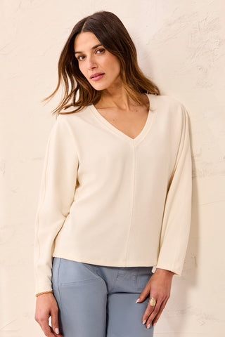 Haut À Manches Dolman Et Col En V-Blanc Antique
