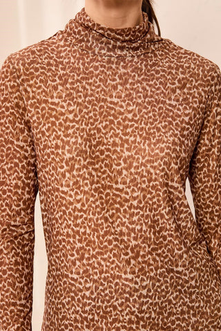 Haut À Col Roulé En Filet Doublé-Écorce de noisetier