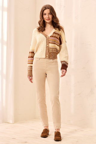 Micro Cord Audrey Pull-On Slim Ankle Pants-Antiquewhite