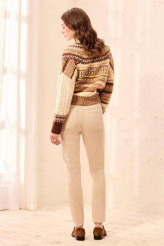 Micro Cord Audrey Pull-On Slim Ankle Pants-Antiquewhite