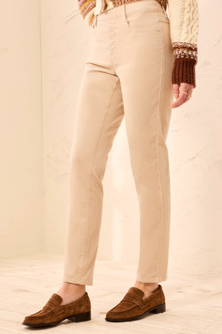 Micro Cord Audrey Pull-On Slim Ankle Pants-Antiquewhite