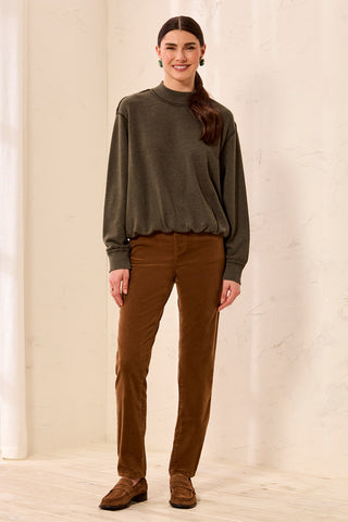 Micro Cord Audrey Pull-On Slim Jeans-Chocolat