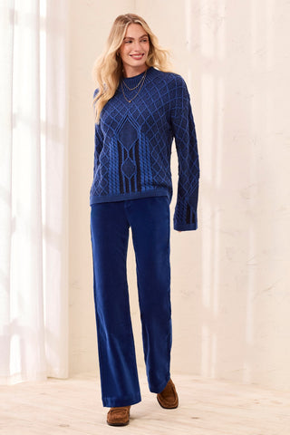 Mixed Cable Knit Long Sleeve Mock Neck Sweater-Stellar