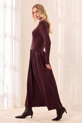 Robe À Manches Longues En Matières Mixtes Et Tricot Côtelé-Fudge