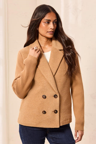 Veste À Boutonnage Croisé En Mélange De Laine Et Matières Mixtes-Or Terne
