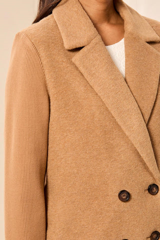 Veste À Boutonnage Croisé En Mélange De Laine Et Matières Mixtes-Or Terne