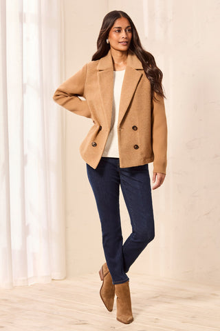 Veste À Boutonnage Croisé En Mélange De Laine Et Matières Mixtes-Or Terne
