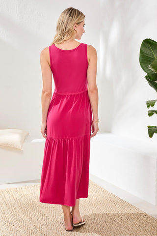 Mixed media Sleeveless Maxi Dress-Gardenia