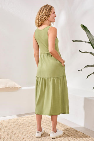 Robe Maxi Sans Manches À Col Bateau-Zeste de kiwi
