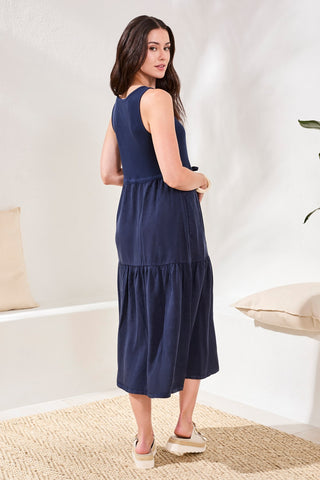 Robe Maxi Sans Manches À Col Bateau-Nautique