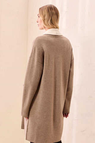 Cardimanteau En Maille Double À Poches-Fossile