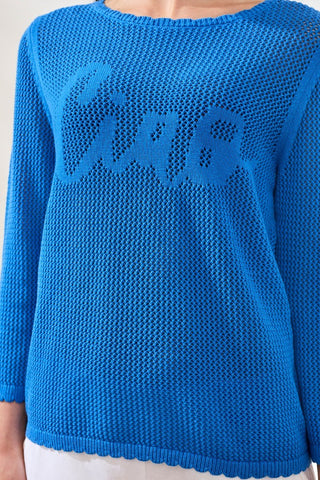 Pull Ras Du Cou En Coton Brodé À Maille Ajourée
-Royal